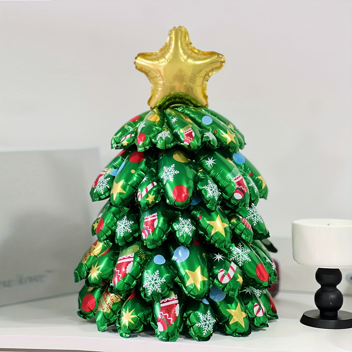 Exclusive DIY Stacking Christmas Tree Balloons Set - Custom Style, Assembly Required, Inflatable, Reusable, Party Decoration Essentials for Christmas and New Year Celebrations - Unique Tree Shape, Vibrant Colors, Easy to Assemble, and Durable