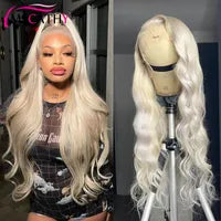 Peruvian Hair Wine Red Blonde Highlight Colored Body Wave Lace Front Wigs HD 13x4 Lace Frontal Wig PrePlucked Synthetic Closure Preplucked