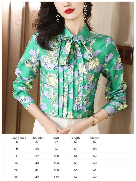Vintage Butterfly Printed Runway Silk Blouses Women Fashion Designer Striped Shirts Slim Business Office Ladies Button Spring Summer Long Sleeve Tops