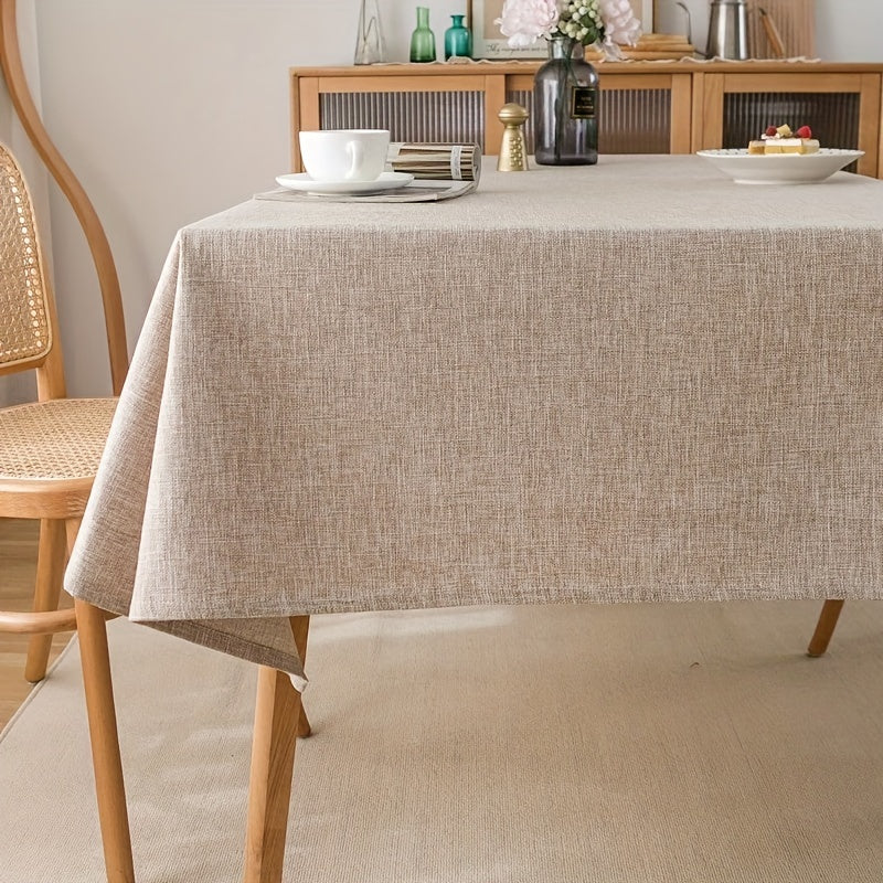 1pc Solid Color Polyester Linen Tablecloth - Square Table Coffee Table Cloth for Home Decor - Simple Style Desk Tablecover with Stain-Resistant and Easy-Care Fabric