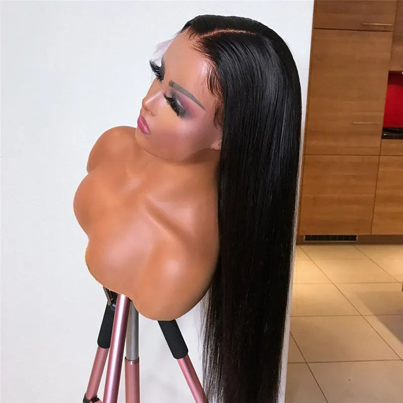 Brazilian Straight Full Lace Front Human Hair Wigs Pre Plucked 360 HD Transparent Lace Frontal Wigs For Women Natural Black /Brown/Red/White Synthetic Wig