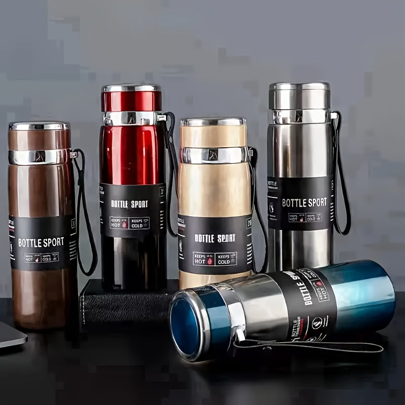 35oz Stainless Steel Insulated Mug - Leakproof, Portable Travel Jug with Sling for Outdoor Sports & Climbing