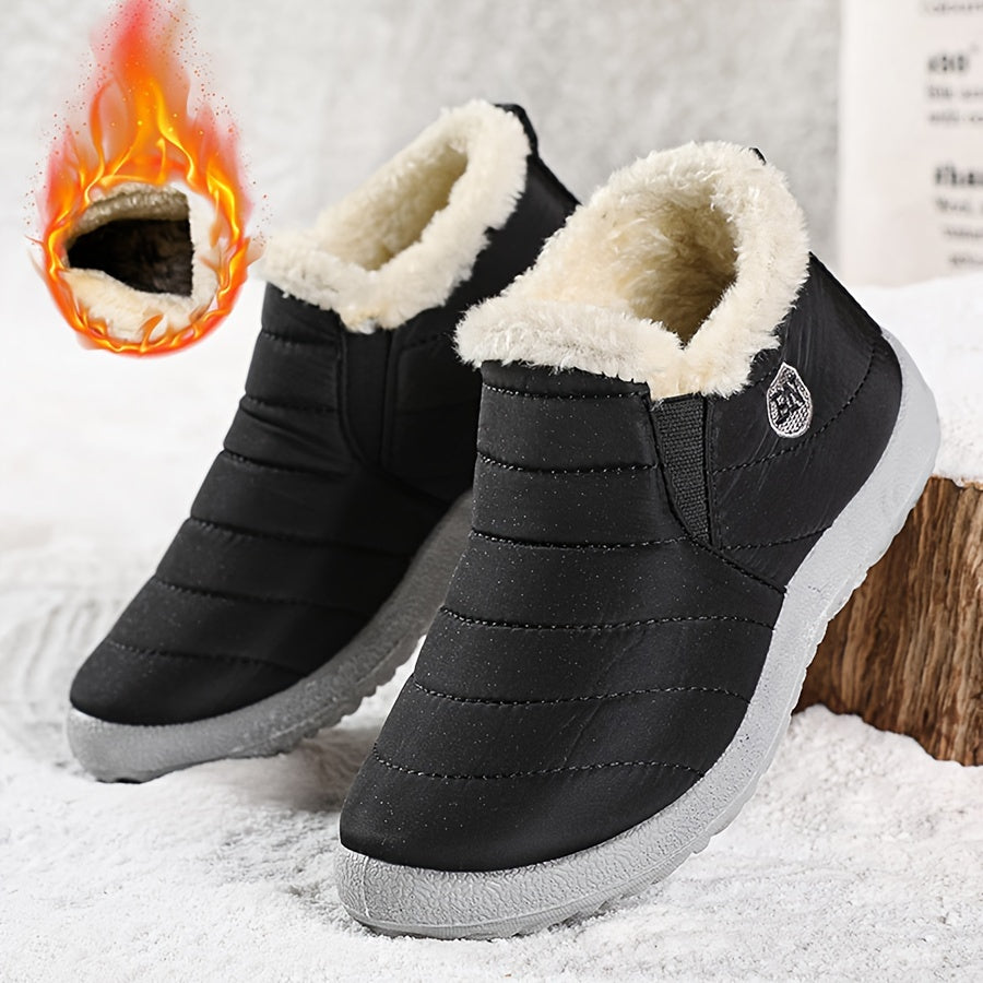 Men's Snow Boots, Warm Cozy Non-slip Ankle Boots Plush Comfy Outdoor Hiking Shoes Lined Trekking Shoes, Winter