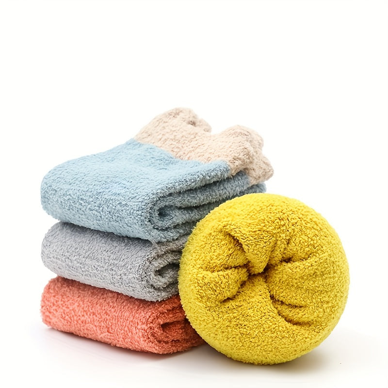 3 Pairs Of Baby Girl's Non Slip Floor Socks With Cute Decoration, Comfy Breathable Thermal Socks, Winter & Autumn