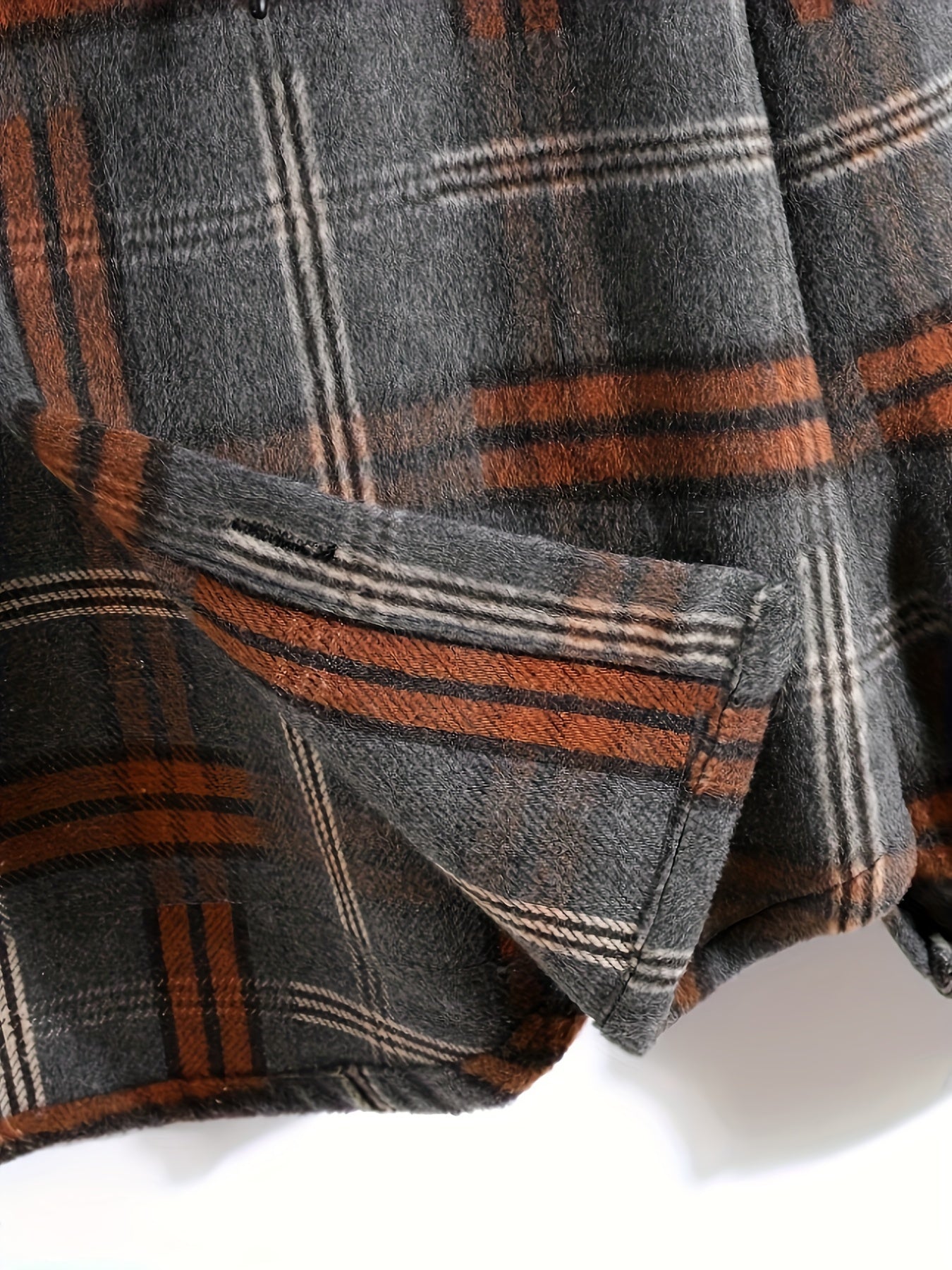 Men's Casual Plaid Hooded Jacket - Color Block, Button-Up Long Sleeve Outerwear with Pockets, PLUS SIZE