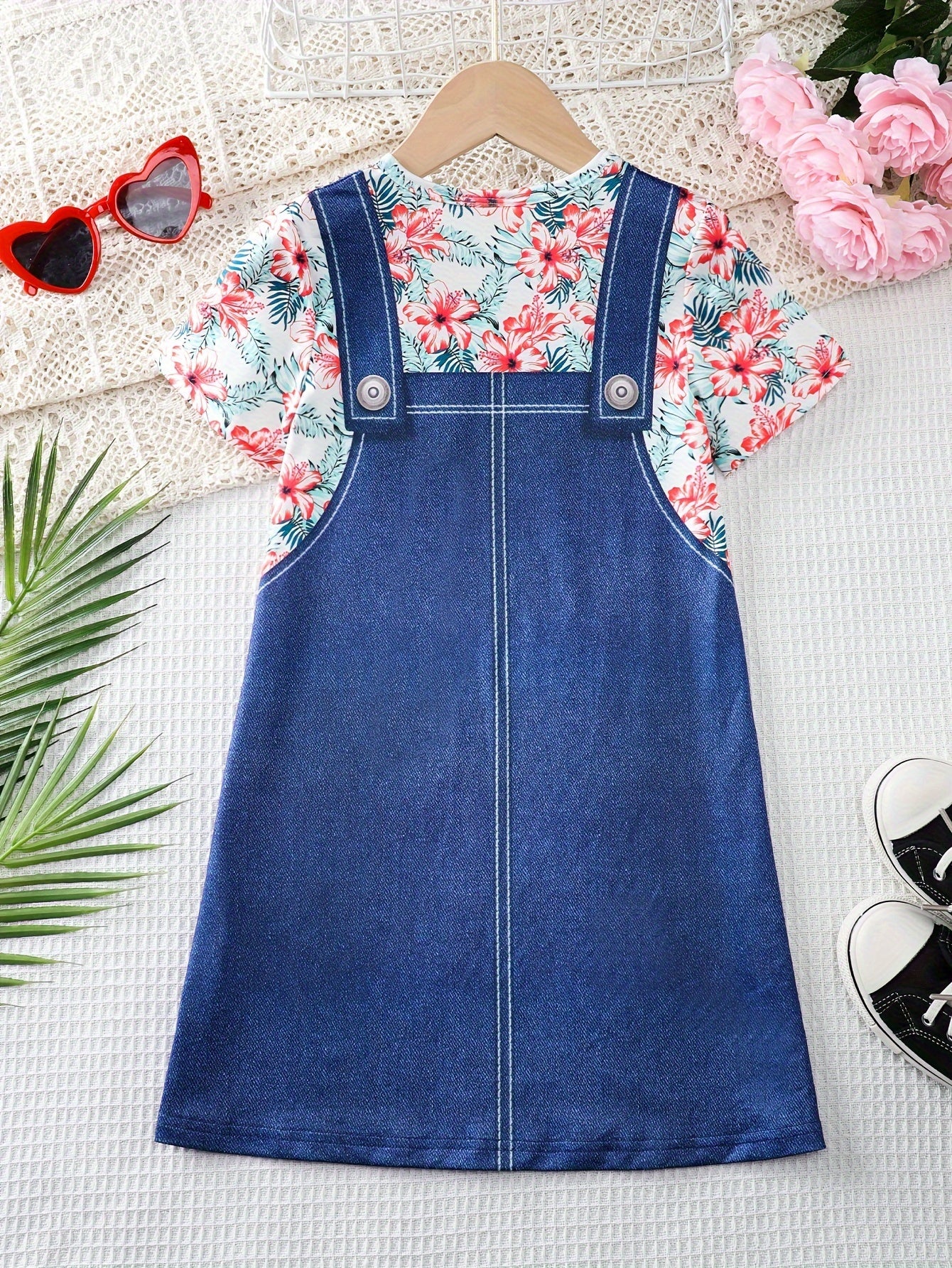 Girls Adorable 3D Elephant Print Striped Dress - Fashionable & Comfortable Crew Neck Summer Wear for Parties & Gifts