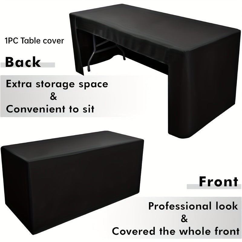 1pc Premium Fitted Tablecloth - Seamless Rectangle Cover for Folding Tables - Durable Washable Fabric - Perfect for Trade Shows, Weddings, Buffets & Crafts - Event-Ready Display