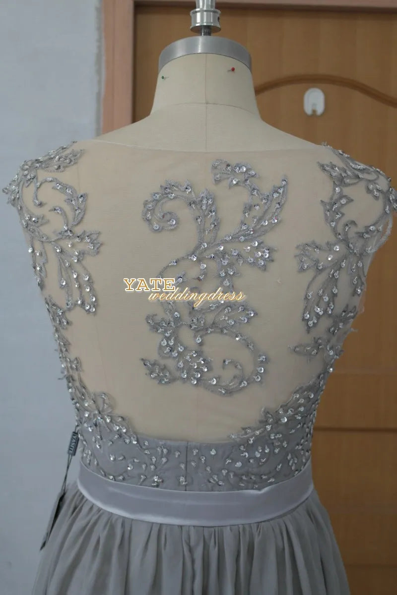 2016 In Stock Sexy Cheap Chiffon Wedding Bridesmaid Dresses Embroidery Beads A Line With Sweetheart Short Sleeve Sheer Back Floor Length