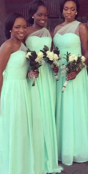 2017 Bridesmaid Dresses One Shoulder Chiffon Long Maid Of Honor Dress Cheap Custom Made Plus Size Hot Sale Formal Party Gowns