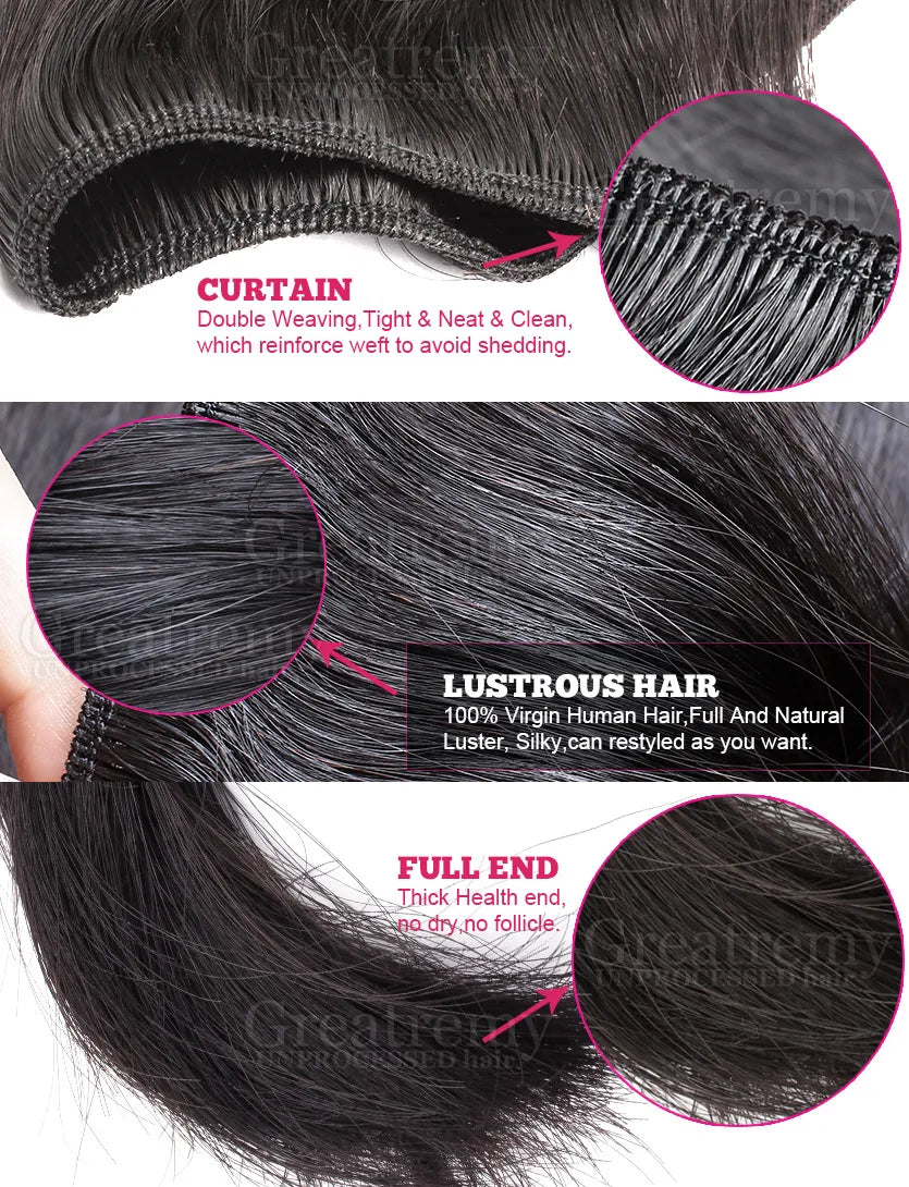 greatremy 100 brazilian virgin hair bundles silky straight mix length 3pcs lot human hairweaves hair extensions natural color