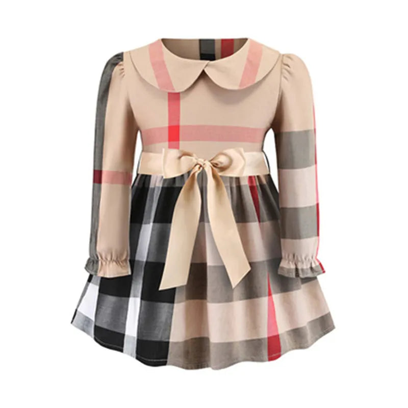 Baby Girl Dress Designer Clothing Summer Girls Sleeveless Dresses Cotton Baby Kids Big Plaid Bow Multi Colors