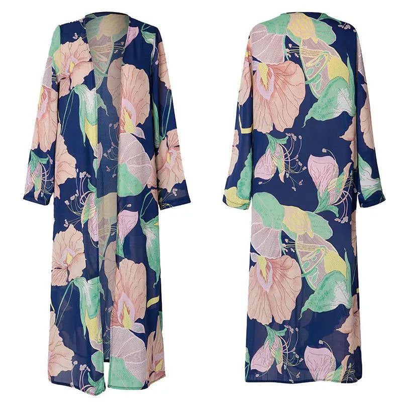 New designer Est Womens Loose Blouses Summer Chiffon Shawl Kimono Long Sleeve Cardigan Sun Protection Tops