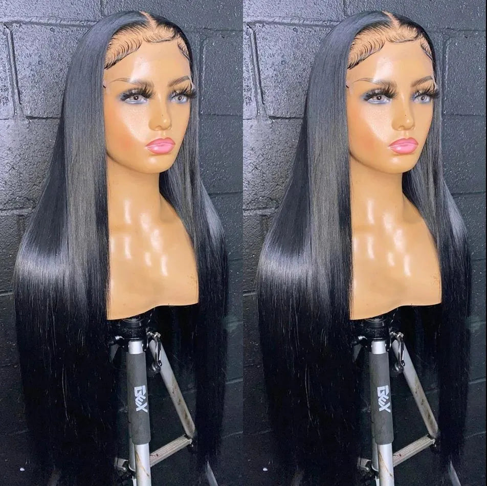 Brazilian Straight Full Lace Front Human Hair Wigs Pre Plucked 360 HD Transparent Lace Frontal Wigs For Women Natural Black /Brown/Red/White Synthetic Wig