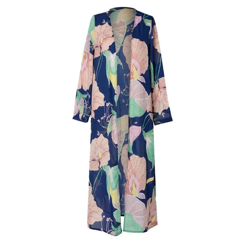 New designer Est Womens Loose Blouses Summer Chiffon Shawl Kimono Long Sleeve Cardigan Sun Protection Tops