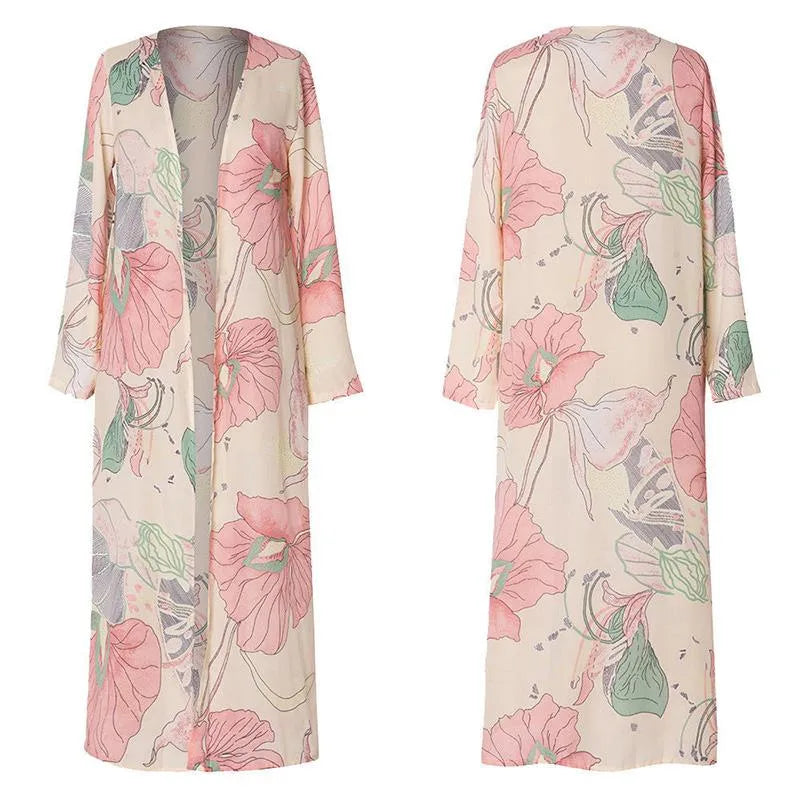 New designer Est Womens Loose Blouses Summer Chiffon Shawl Kimono Long Sleeve Cardigan Sun Protection Tops