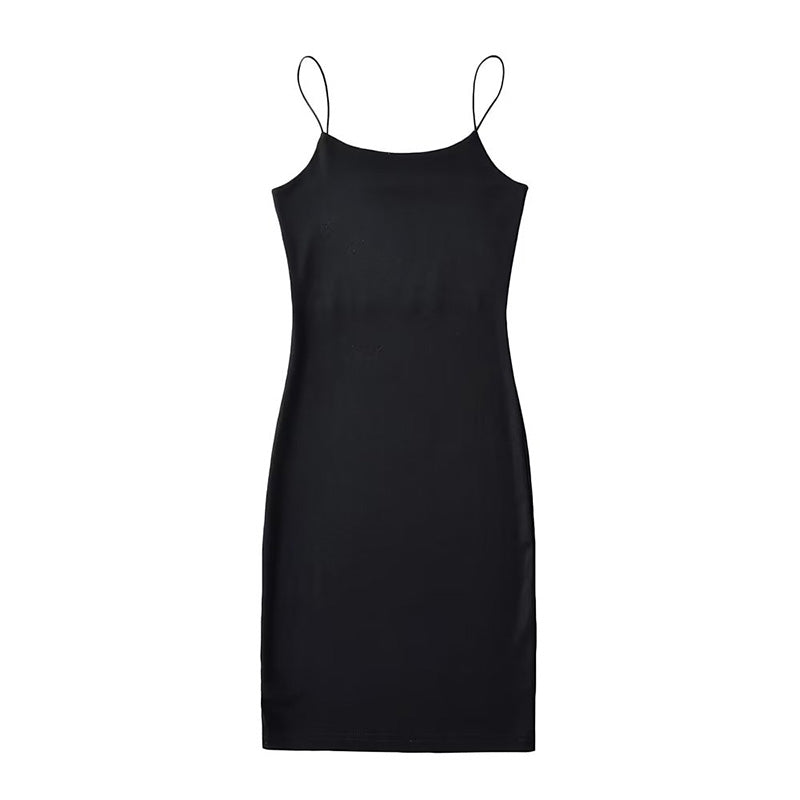 Zllkl Lila Solid Color Slip Spaghetti Strap Stretch Slim Square Neck Casual Mini Dress