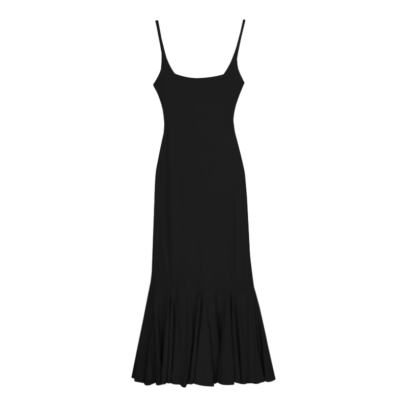 Zllkl Gladi Solid Color Yellow French Slim Slip Long Fishtail Dress