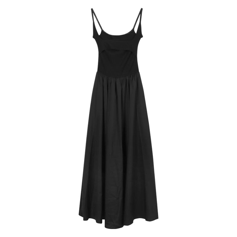 Zllkl Riley Solid Color French Vintage Knitted Slip Backless A-Line Long Maxi Dress