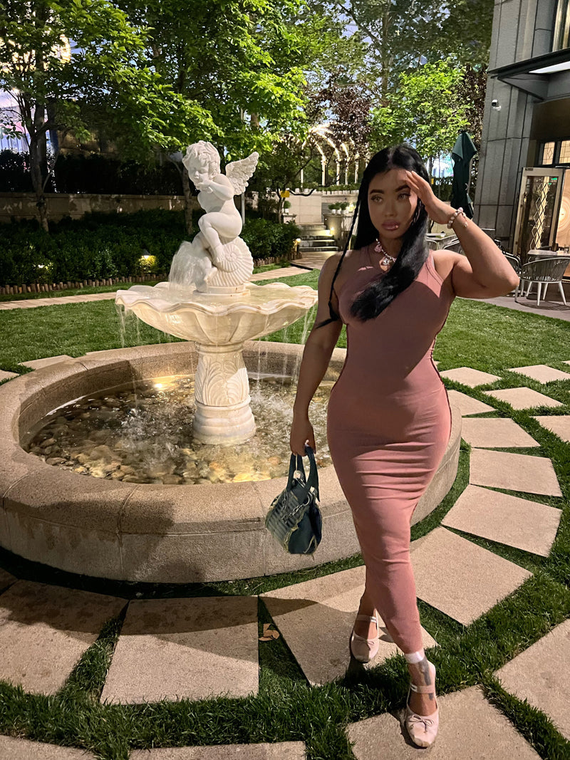 Zllkl Gigi Solid Color Spaghetti Strap Slim Casual Minimalist Long Dress