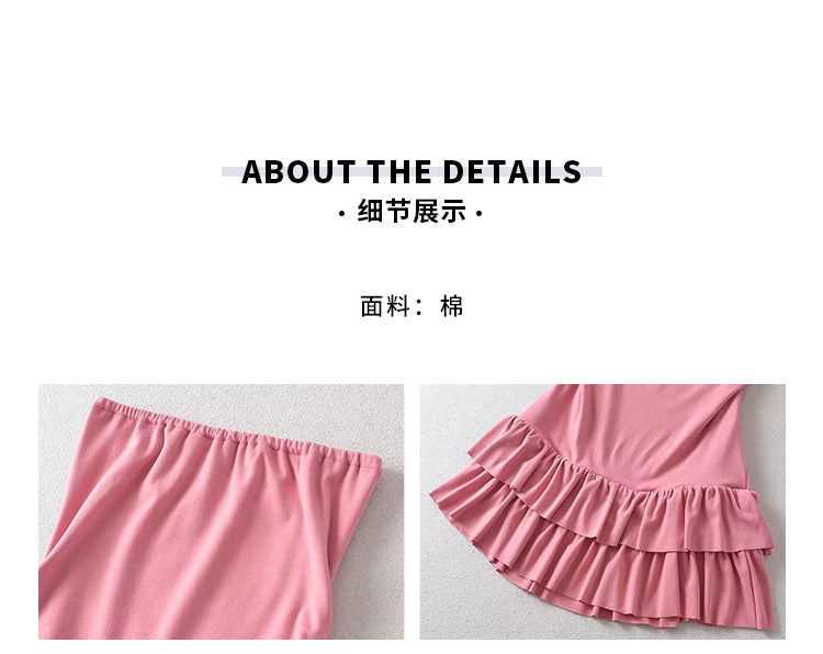 Zllkl Naya Solid Color Slim Folds Bandeau Double Ruffled Layer Mini Dress