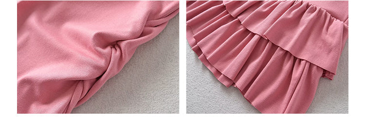 Zllkl Naya Solid Color Slim Folds Bandeau Double Ruffled Layer Mini Dress