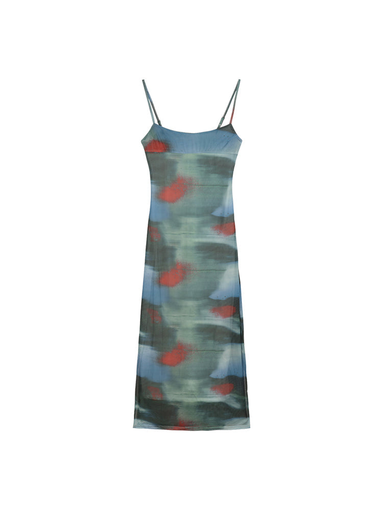 Zllkl Elice Tie Dye Spaghetti Strap Slip Slim Long Dress