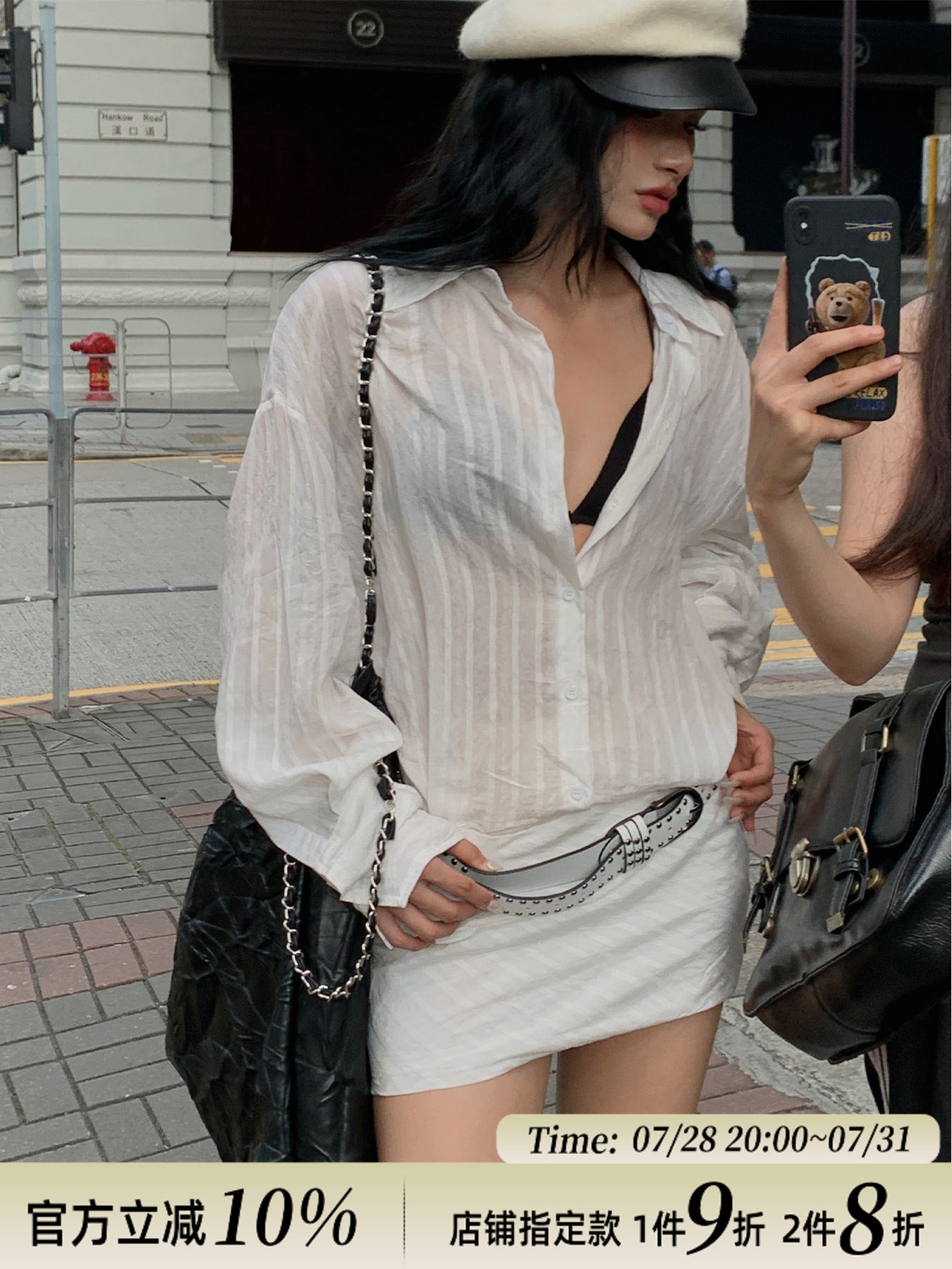 Zllkl Zia Solid Color Strip Long Sleeve Button Up Neck Collar Slim Shirt Dress