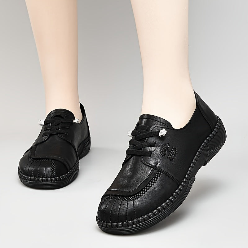 Women's Solid Color Flat Sneakers, Casual Lace Up Outdoor Shoes, Comfortable Low Top Shoes