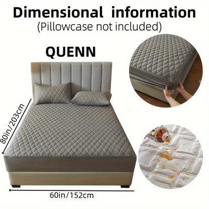 1pc Solid Color Luxurious Mattress Protector - Waterproof, Soft & Cozy Cover - Non-slip All-inclusive Guest Room Bedding - Excludes Pillowcase & Pillow Insert