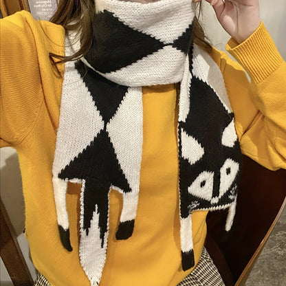 Fox Print Cozy Scarf - Stylish Womens Shawl for Autumn Winter - Soft Knit, Neck Warm, Long-lasting Casual Wear