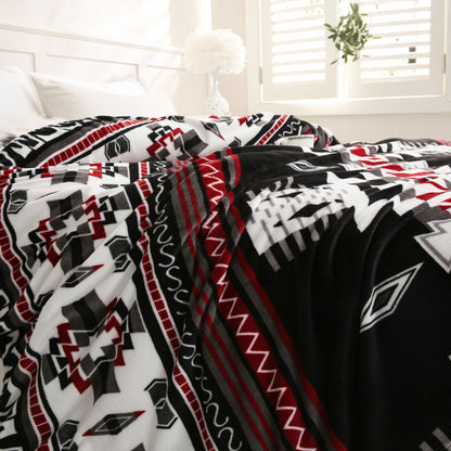 1pc Boho Pattern Blanket, 200GSM Bohemian Ethnic Style Flannel Blanket For All Season, Soft Warm Throw Blanket Nap Blanket For Couch Sofa Office Bed Office Camping Travelling Home Decor