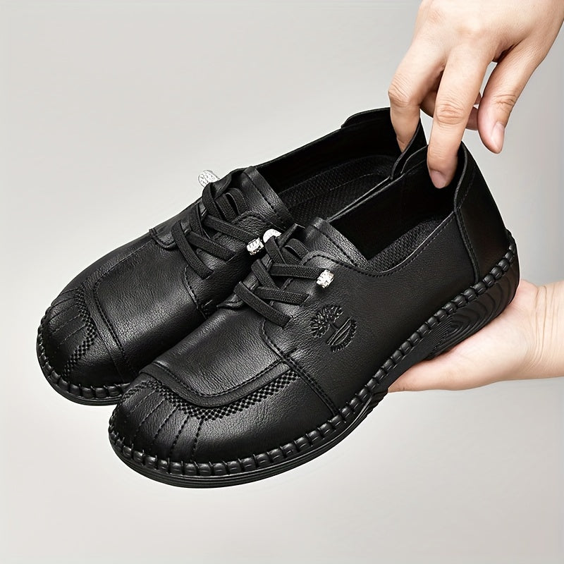 Women's Solid Color Flat Sneakers, Casual Lace Up Outdoor Shoes, Comfortable Low Top Shoes
