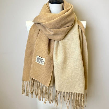 Double-Sided Two-Color Scarf - Soft, Warm, and Windproof Knitted Shawl for Unisex - Autumn Winter Coldproof Neck Guard with Tassel