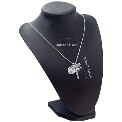 1pc Silvery Initial A-Z Square Chain Necklace For Men Women, Letter Heart Cross Pendant Necklaces, Valentine's Day Birthday Jewelry Gifts