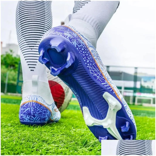 Soccer Shoes Mens Soft Tf/Fg Football Boots Breathable Non-Slip Grass Training Sneakers Cleats Outdoor High Top Sport Footwear 240607 Dhv6M