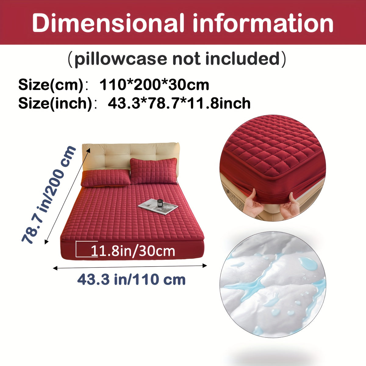 1pc Deluxe Hypoallergenic Mattress Protector - Deep Pocket, Quilted, Waterproof and Soft, for Comfortable Sleep in Bedroom or Guest Room
