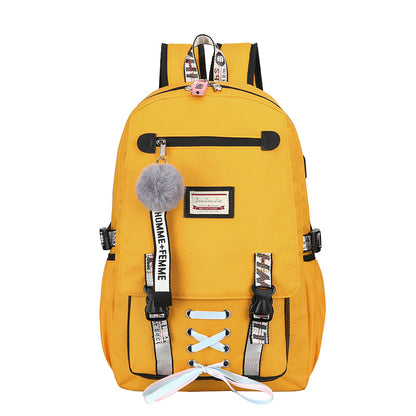 New Cross-Border Fashion Sports and Leisure Backpack Male and Female Middle School Student Schoolbag Anti-Theft Backpack Wholesale Female
