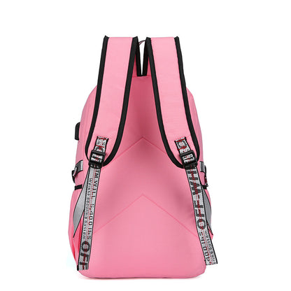 New Cross-Border Fashion Sports and Leisure Backpack Male and Female Middle School Student Schoolbag Anti-Theft Backpack Wholesale Female