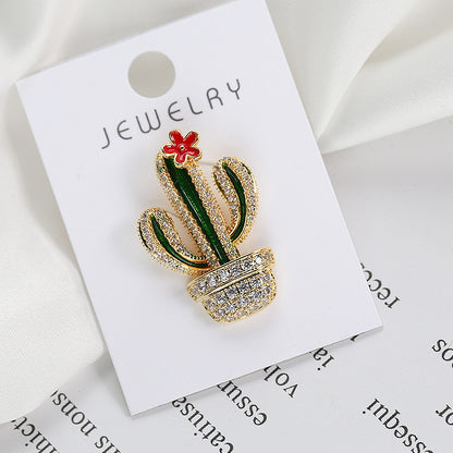 2025 Small collar buckle collar pin 2021 new fashion brooch accessories cute Japanese cactus anti-light brooch