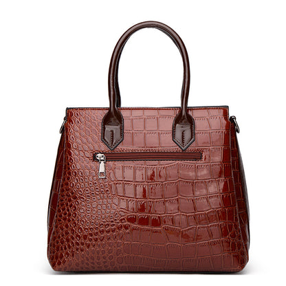 ZLLKL 2025Crocodile pattern patent leather women's bag popular new two-piece set, portable single shoulder oblique span bag, female wholesale factory hair
