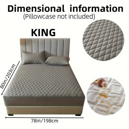1pc Solid Color Luxurious Mattress Protector - Waterproof, Soft & Cozy Cover - Non-slip All-inclusive Guest Room Bedding - Excludes Pillowcase & Pillow Insert