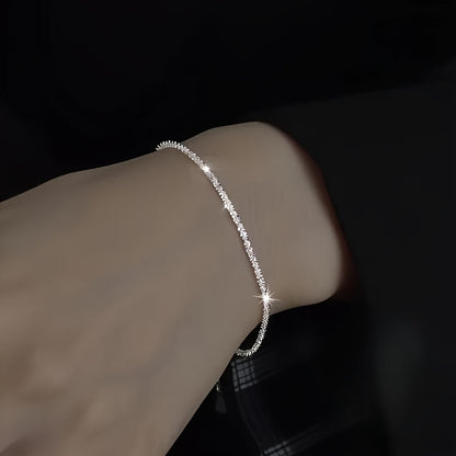 Luxurious 925 Silver-Plated Sparkling Bracelet - Slim, Adjustable, and Durable Design for Daily Wear - Perfect Holiday Gift for Beautiful Women, Ideal for Any Occasion