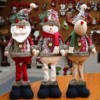 1/2/3pcs Creative Elk Santa Snowman Doll, Christmas Decorations, Happy Christmas Tree Decoration, Family Table Decoration for 2025 New Year Navidad Gift