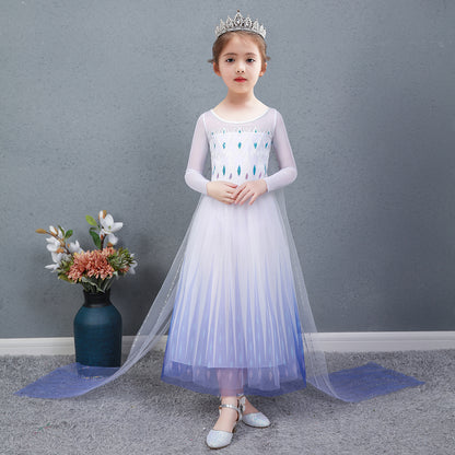ZllKl  Frozen 2 Princess Elsa Dress Girl Aisha's Dress Summer Kids' Skirt Clothes Aisha