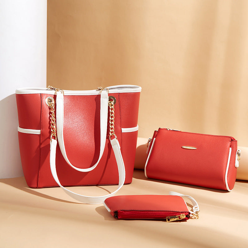 ZLLKL 2025Spring atmosphere women's bag simple women's handbag mother bag three-piece affordable soft leather shoulder messenger bag