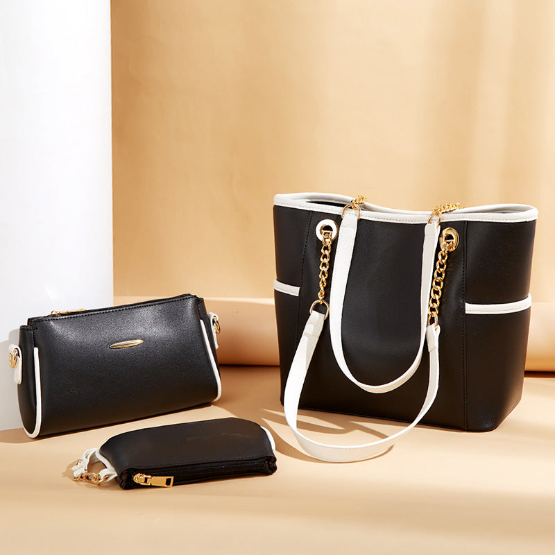 ZLLKL 2025Spring atmosphere women's bag simple women's handbag mother bag three-piece affordable soft leather shoulder messenger bag