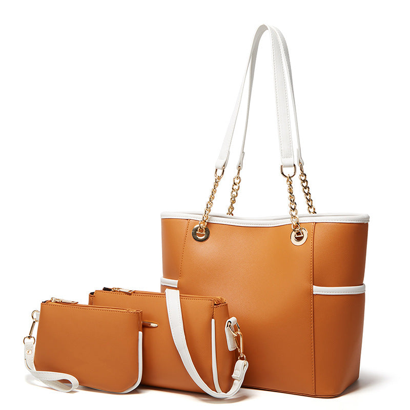 ZLLKL 2025Spring atmosphere women's bag simple women's handbag mother bag three-piece affordable soft leather shoulder messenger bag