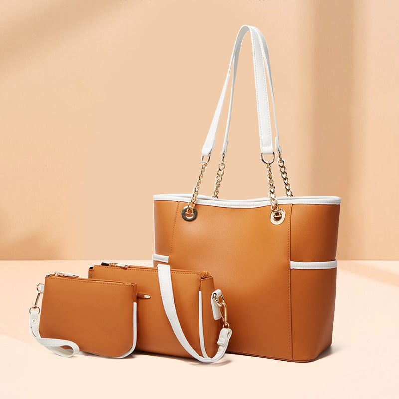 ZLLKL 2025Spring atmosphere women's bag simple women's handbag mother bag three-piece affordable soft leather shoulder messenger bag