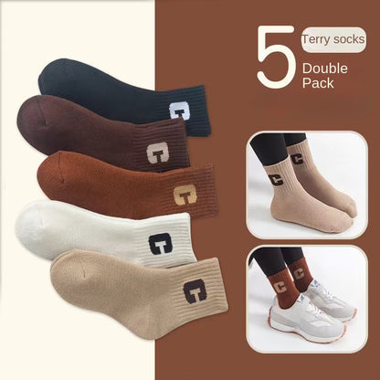 5 Pairs Of Boy's Thickened Thermal Ankle Socks, Vintage Comfy Breathable Socks For Kid's Wearing