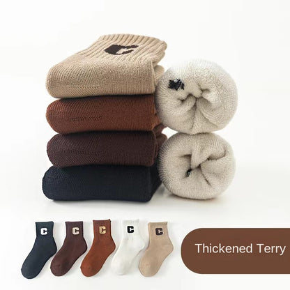5 Pairs Of Boy's Thickened Thermal Ankle Socks, Vintage Comfy Breathable Socks For Kid's Wearing